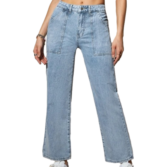 SHEIN Denim - Zipper Fly Straight Leg Jeans